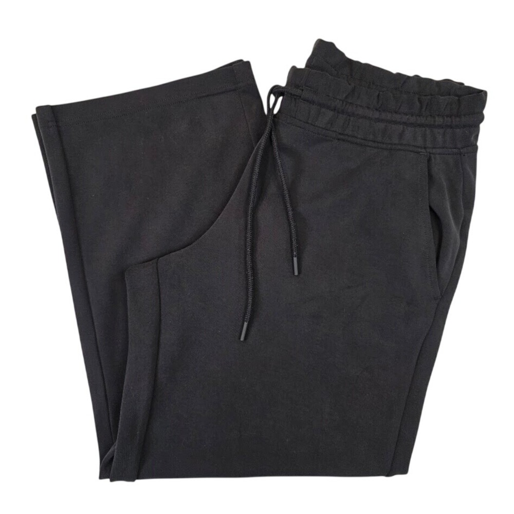 Athleta Women's M Seasoft Straight Pant Black Drawstring Ankle 982929 Athleisure